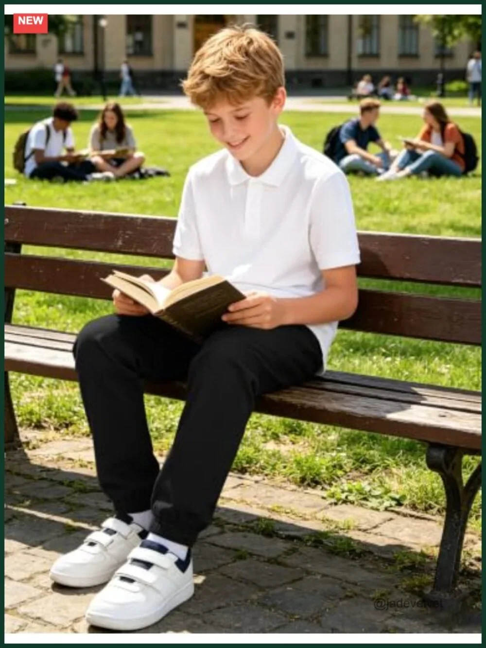 Cotton Blend Pull On Jogger Pants Boys School Uniform with Pockets